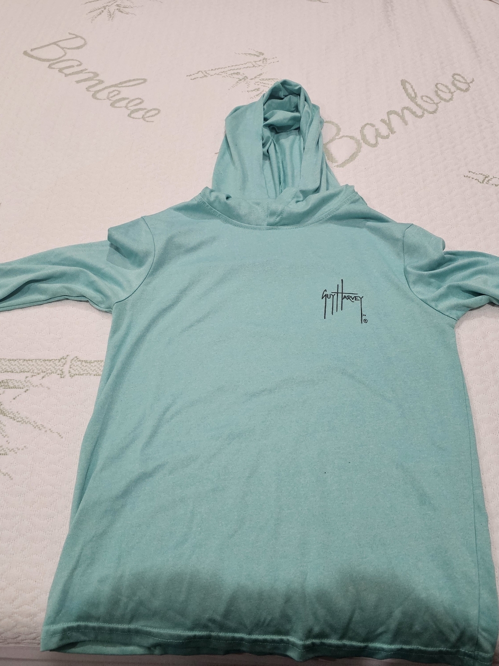 Guy Harvey Kids Swim Rashguard Hoodie in Aqua Blue